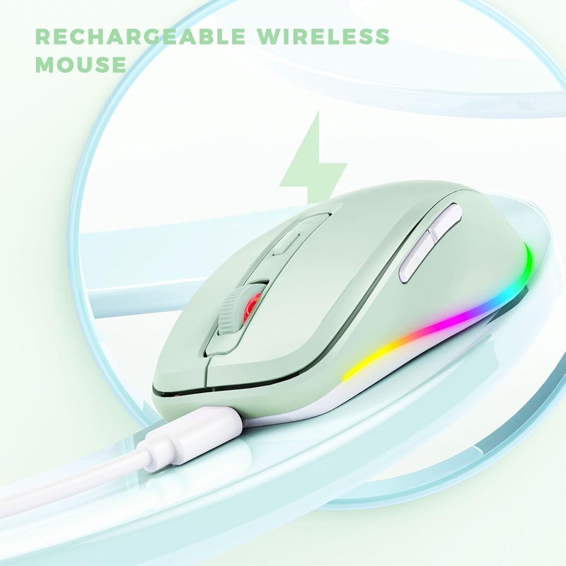 EPEIUS Wireless Mouse Jiggler - LED Wireless Mice with Build-in Mouse Mover, Rechargeable Moving Mouse for Laptop with Undetectable Random Movement Keeps Computers Awake-Light Green - Image 5